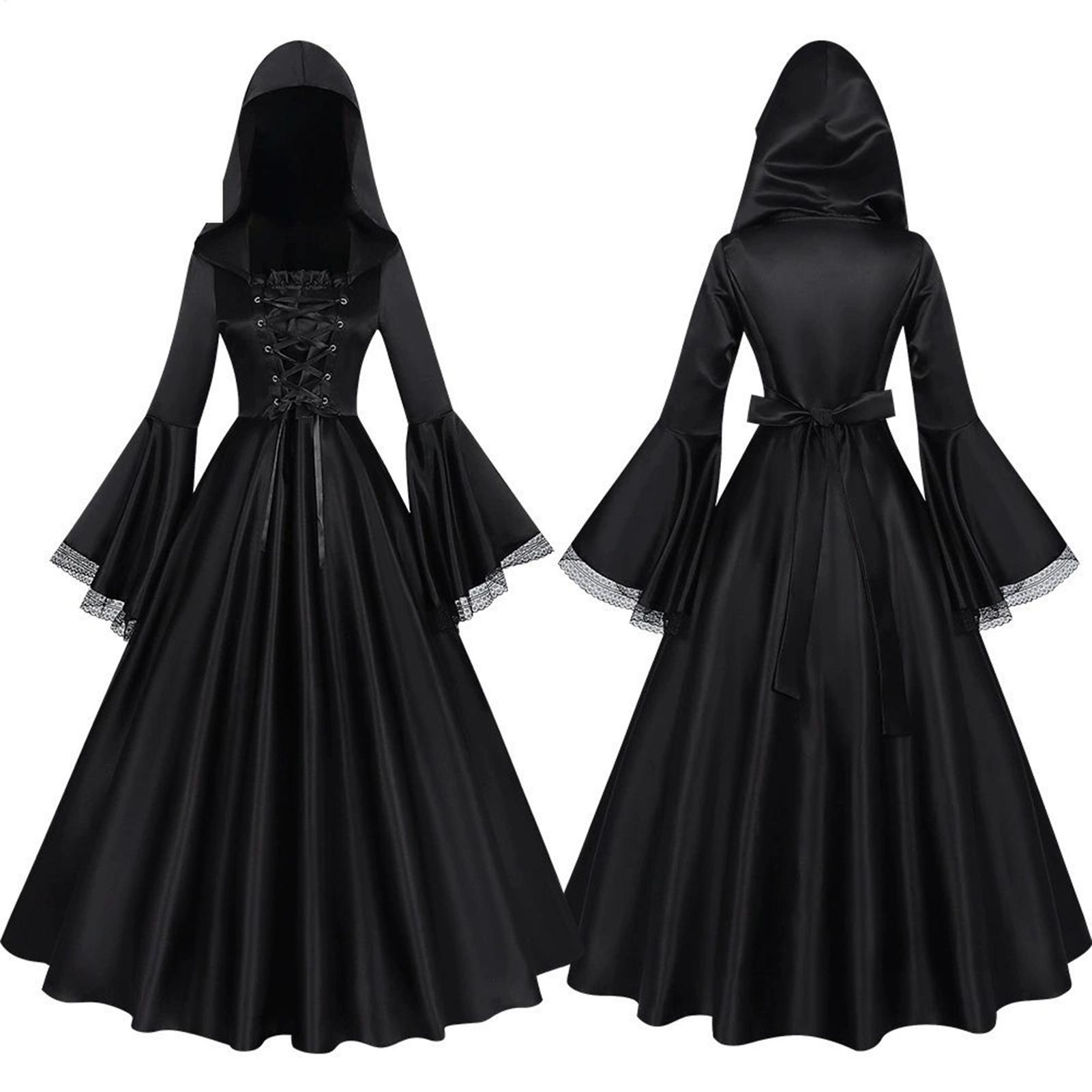 Medieval Renaissance Dress Women - Kostium czarownicy na Halloween, średniowieczna gotycka