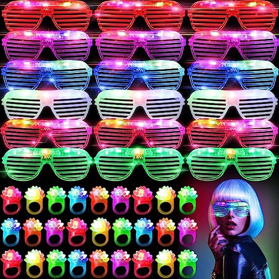 Glow In The Dark Party Glasses - 10-50 SZTUK Okulary LED Podświetlane okulary