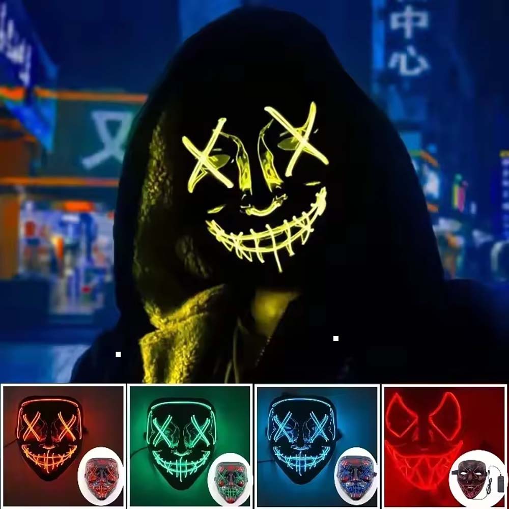 Led Purge Mask Halloween - Bezprzewodowa Neonowa Maska LED Purge Świecąca