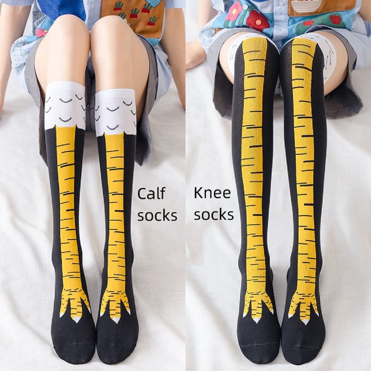 Funny Chicken Leg Socks - 1/2/5 Par Damskich Podkolanówek Modne Śmieszne