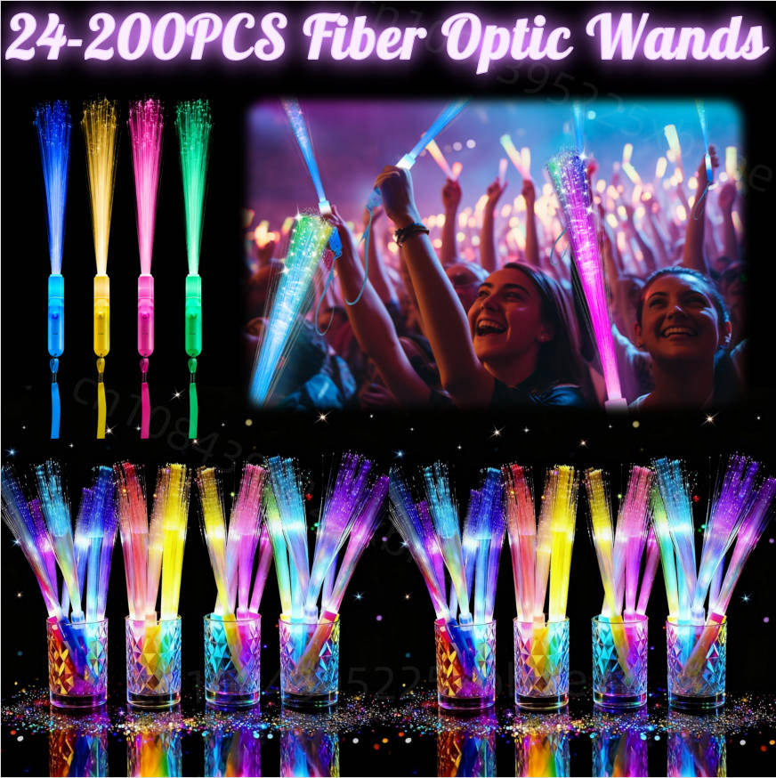 Glow In The Dark Party Glasses - 24-200 szt. Świecące pałeczki światłowodowe LED,