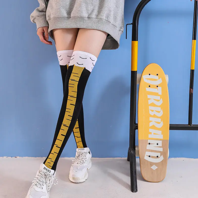 Śmieszne podkolanówki z nadruk – Funny Chicken Leg Socks recenzja i cena